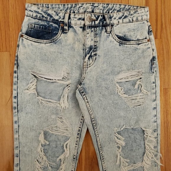 Aeropostale Jeans Womens Size 4 Acid Wash Boyfriend 90s Baggy Retro Distressed - Picture 4 of 13